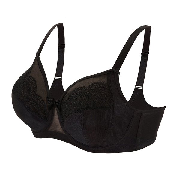 Set of 3! 42D Glamorise ELEGANCE Bra (UNDERWIRED) Lace STRETCH-STRAPS BLACK NEW - Picture 1 of 11